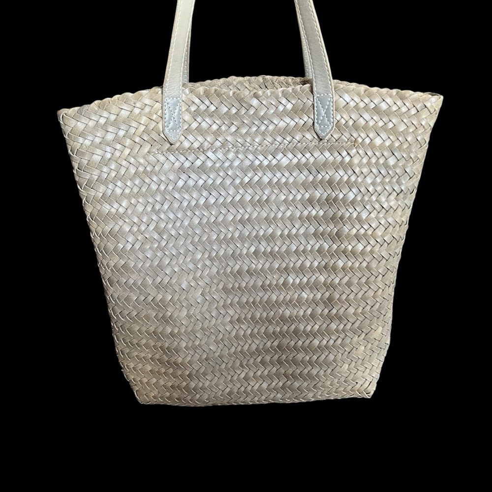 Madewell woven leather tote bag light green